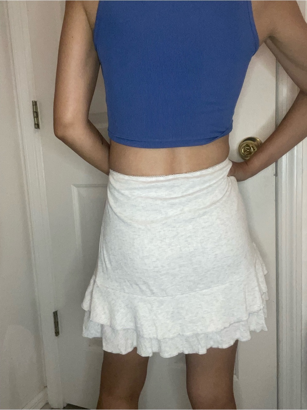 Wild Fable Women’s Size Medium Grey  Ruffle Knit Mini Skort - Picture 2 of 6